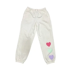 Old Navy Jogger Sweatpants XL 14–16 85% Cotton White Hearts Print - Picture 1 of 8