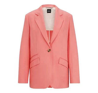 Boss Chaqueta Mujer Encima Ajuste Relajado En Sarga De Mixto Lino Jopeta - Imagen 1 de 4