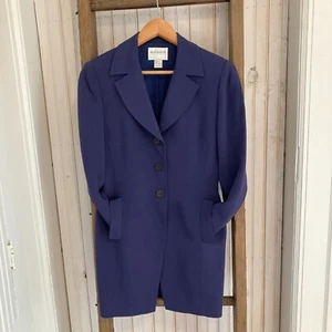 Hugo Buscati Collection Blazer Sz4 Purple Blue 100% Silk Shell Mid Length Jacket - Picture 1 of 9