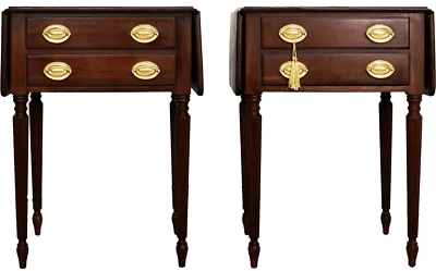 Mid Century Sheraton Style Fluted leg Flip Top Tables - A Pair - Image 1 of 4