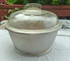 Vtg Guardian Service Hammered Aluminum Dutch Oven w/Glass Lid 9-3/4" w/Poacher - Picture 1 of 3