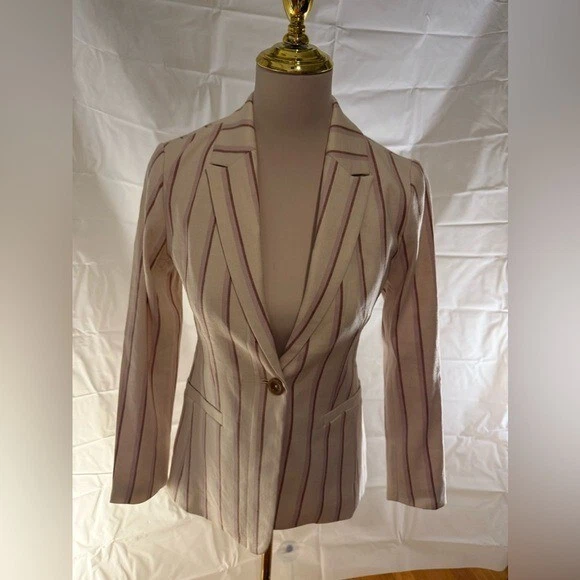 Blazer para mujer Anthropologie a rayas crema y púrpura nuevo con etiquetas Foto 1 de 4