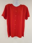 Vintage Shirt Red Size 18 Smart Work Short Sleeve Blouse Top Shoulder Pad 