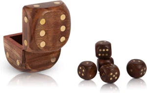 Handcrafted Wooden 5 Dice Box Holder Shaker Dice Roller Thrower Portable Dice Cu - Picture 1 of 12