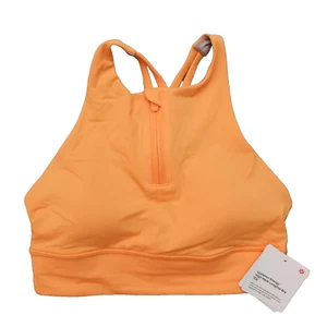 New Lululemon Size 8 Energy High Neck Longline Bra Zip MGDM Mango Dream Orange - Picture 1 of 11