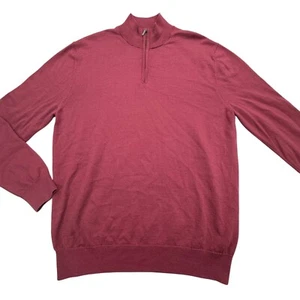 Charles Tyrwhitt Sweater Mens Large Burgundy Merino Wool 1/4 Zip Pullover Mock - Picture 1 of 7