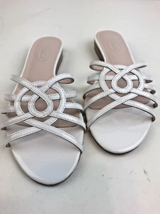 Talbots Flat Casual Sandal White Slides Leather Women's 6.5 - Picture 1 of 7