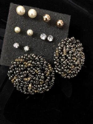 Set 6 Orecchini Oro Argento Perle Donna - Immagine 1 di 3