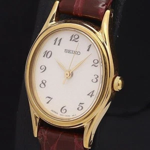 Seiko 1N01-0AW0 QZ Womens Watch Oval White Dial Vintage - Picture 1 of 4