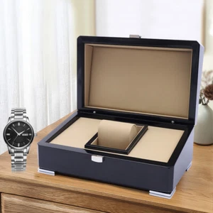 Caja de reloj de madera de rejilla única de lujo vitrina estuche de almacenamiento reloj pulsera presentación - Imagen 1 de 14