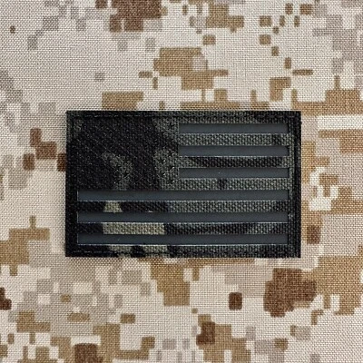 US American Flag Patch USA Black Multicam Military Morale IR - Hook & Loop
