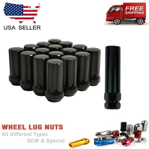 24PCS FOR FORD CLOSED 7-SPLINE 14X1.5 BLACK TUNER 2" LUG NUT+KEY [FITS: FORD] - Picture 1 of 2