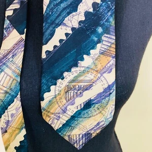 Structure Tie Vintage Italian Fabric Silk Architecture 80s 90s Pillar as is - Picture 1 of 5