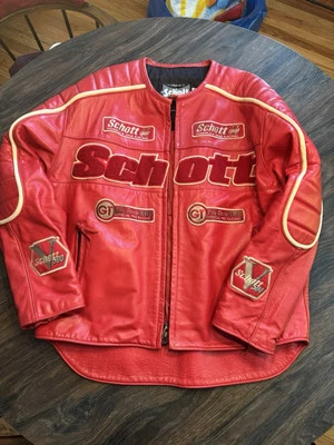 SCHOTT F1 Formula One Racing Red Men’s 4XL Padded Zip Pocket Motorcycle Jacket - Image 1 of 4