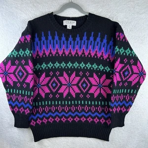 Maglione lana Shetland Fair Isle vintage anni 90 multicolore taglia M girocollo multicolore - Foto 1 di 7