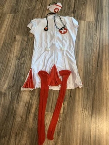 Geist Halloween Sag Ahhh! Sexy Krankenschwester mittelgroß/groß 10-14 Kleid Hut Steth Strümpfe - Bild 1 von 7