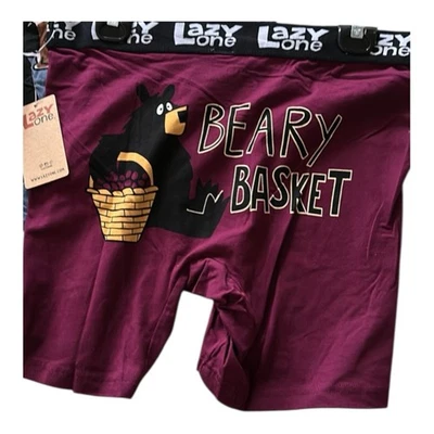 Pantalones cortos Lazy One Boxers GRANDES PJ Lounge Shorts Beary Basket 100 % algodón Foto 1 de 2