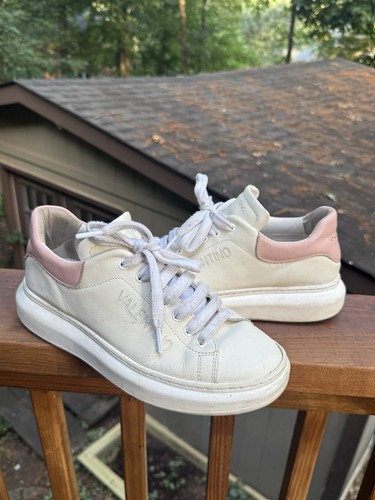 Sneakers Valentino donna bianco rosa in pelle Fresia taglia US 10