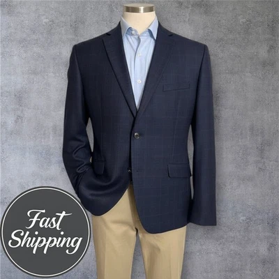 Blazer TALLIA Para Hombres Abrigo Deportivo Chaqueta de Dos Botones 44R Lana Azul/Azul Marino Ventana Foto 1 de 4