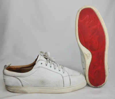 Christian Louboutin Rantulow Para Hombre Blanco Cuero Guijarro Suela Roja Tenis EE. UU. 16 Foto 1 de 4