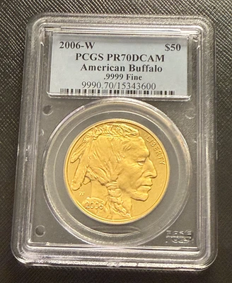 US 2006 W Gold 1 oz $50 PCGS PR70DCAM Proof Gold Buffalo - Image 1 of 2