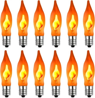 BRANDED Christmas Flicker Flame Light Bulbs, 12 Pack C7 Crystal Clear Flickering Light B