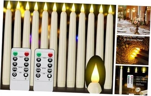 Flameless Taper Candles with Remote Control and Timer, Battery 12 Pack Ivory - Picture 1 of 8