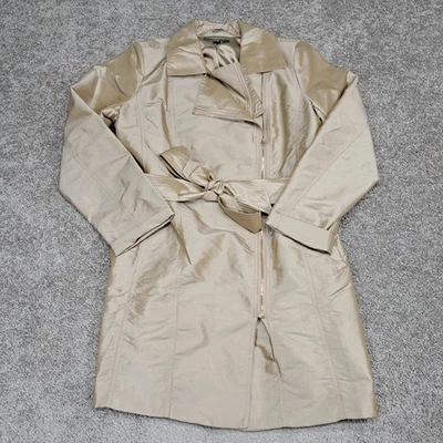 Gabardina para mujer Dennis by Dennis Basso satinada beige brillante pequeña Foto 1 de 4