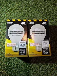 2X - A19- 40w Feit Light bulb Frosted Vibration Service A19 40A 14000 hours@120v - Picture 1 of 3