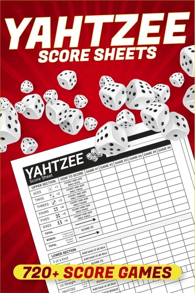 Score Sheets: 720+ Score Games for Scorekeeping, Yahtzee Score Pads, 6 X - Image 1 of 1