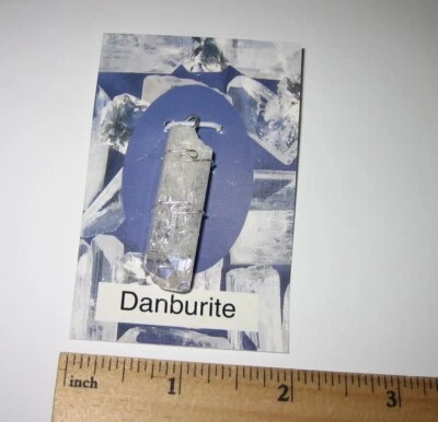 1.4" HERMOSO COLGANTE ENVOLVENTE DE ALAMBRE DE PLATA ESTERLINA PUNTA CRISTAL DANBURITA A+ *5 Foto 1 de 4