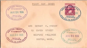 1936 USA SS San Bruno United Fruit Company UFC First Day Cover To MA Boston - Picture 1 of 2