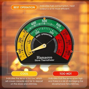 Estufa de Leña Termómetro Estufa Magnética Tubo Termómetro con Esfera Grande, Bur de Leña - Imagen 1 de 7