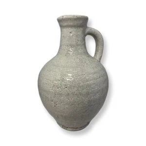Vintage Inspired 12” Crackle Glazed White Clay Decorative Jug - Picture 1 of 7