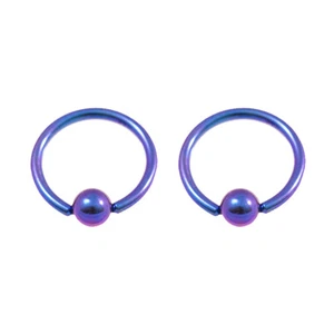 Pair of Titanium Captives 14 Gauge 5/16" Dia Blue/Purple - Picture 1 of 1