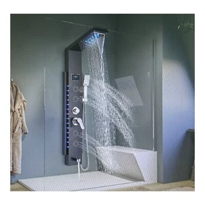 Duschpaneel Schwarz LED Multifunktion Regendusche Duschsäule Badewannenarmatur - Bild 1 von 12