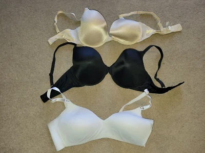 Maidenform 36D Tan 38D Black Bra LOT + Bonus White - Image 1 of 2