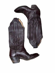 Vintage Sanders Stitch Leather Rancher Men's Boots Size 5 B Womens 7 - Picture 1 of 13