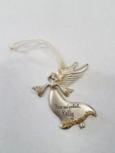 Spoontiques Pewter Angel Ornament - Imprinted  "Bless and Protect Kelly"  - Picture 1 of 1