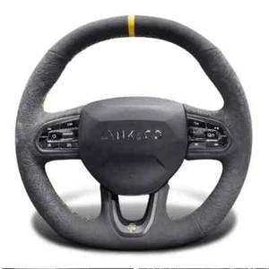 Cubierta de volante antideslizante de gamuza negra cosida a mano para Lynk & Co 01 2021-23 - Imagen 1 de 12
