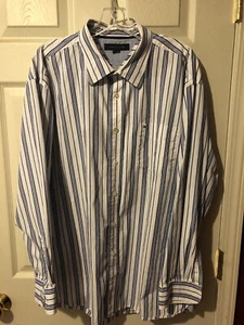 Tommy Hilfiger Langarm Button Down Herren XL blau gestreift Vintage - Bild 1 von 4