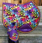 Funky Fit Equestrian Saddle Cloth And Fly Veil Set, Sherbet Leopard, Full Size