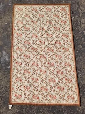 Vintage French Aubusson Style Needlepoint Floral Rug 144x88cm - Image 1 of 4