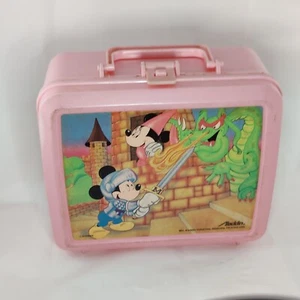 Vintage Aladdin Lunchbox Mickey Minnie Dragon Pink - Picture 1 of 4