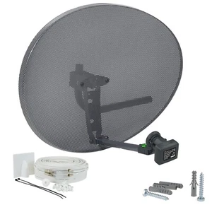 80cm zona 2 antena satélite y quad lnb + 5m kit blanco doble para Freesat / Sky HD - Imagen 1 de 12