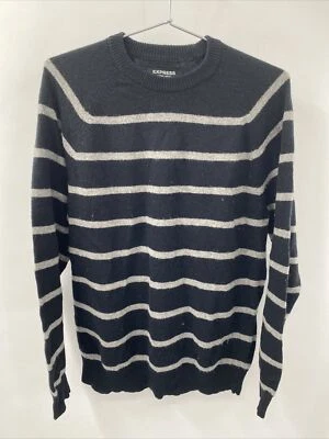 Express Mens Size L Lambs Wool Striped Pullover Knit Sweater Crew Neck - Image 1 of 4