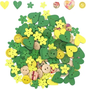 100 Pcs Wooden Buttons,Christmas Wooden Buttons Cute Sewing Buttons Colorful Art - Picture 1 of 5