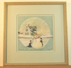 P Buckley Moss Framed Ltd Ed Print "Our Christmas Friend" Signed Numbered 1999 - Bild 1 von 12