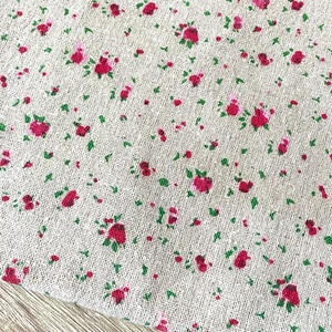 10. Small Flowers Natural LINEN - Cotton Fabric. Price per 1/2 metre - Picture 1 of 3