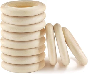 Bivethoi 30 Pcs Natural Wooden Rings, 50mm / 2 Inch (Dia.) / 2 - Picture 1 of 7